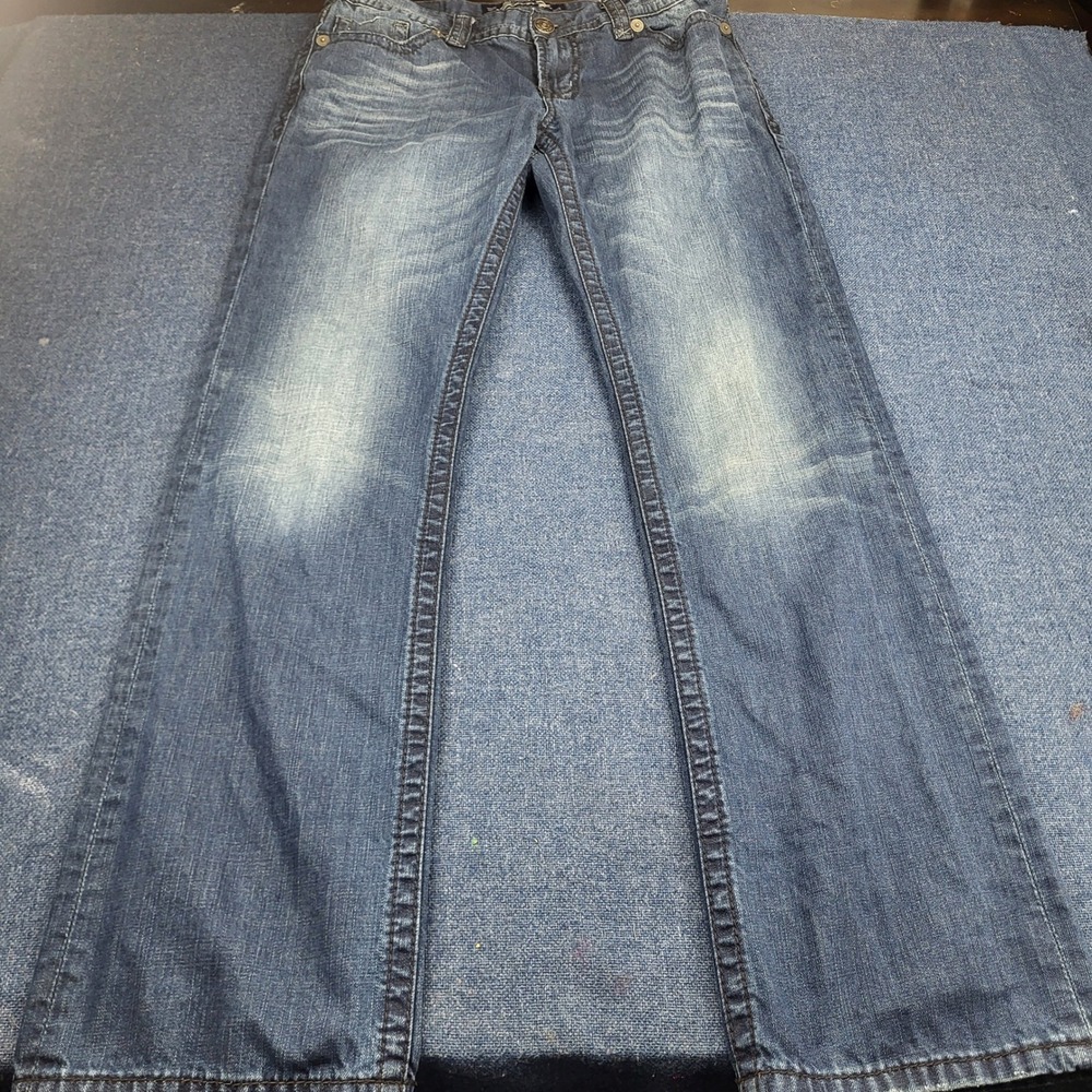 Seven7 Mens Straight Leg Jeans 34x34 Blue Denim Medium Wash Flap Pocket Y2K